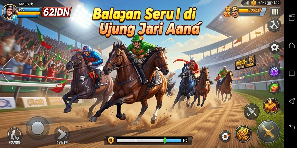 Screenshot gameplay 62IDN menampilkan balapan mendebarkan di trek yang menantang.