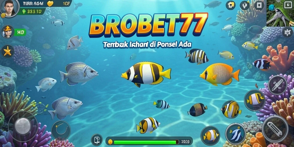 Screenshot gameplay BROBET77 menampilkan aksi menembak ikan yang seru.