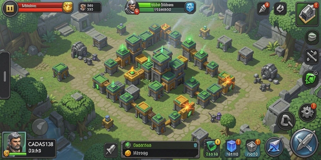 Screenshot gameplay CADAS138 menampilkan aksi menara pertahanan yang intens.