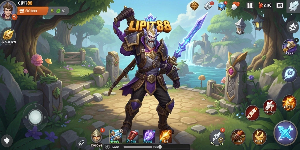 Screenshot menunjukkan karakter bertempur melawan monster besar.