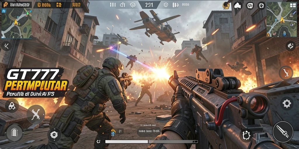 Gameplay seru GT777 dalam pertempuran FPS yang mendebarkan.