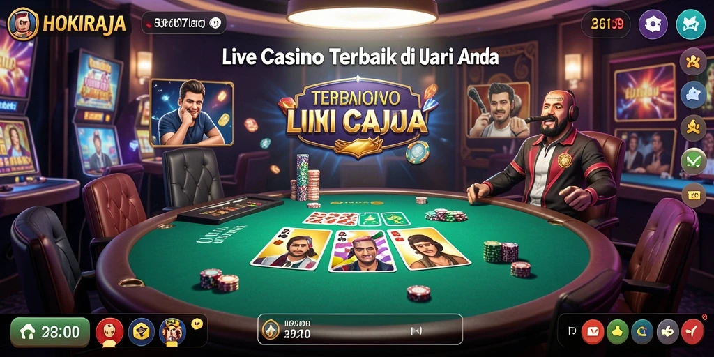 Screenshot gameplay HOKIRAJA menunjukkan keseruan permainan Live Casino yang realistis.