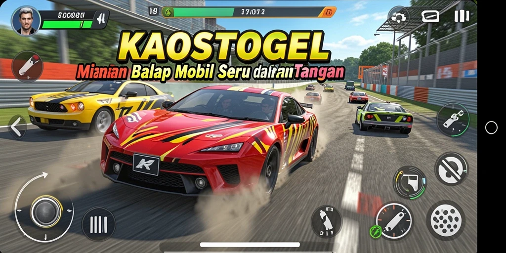 Tangkapan layar KAOSTOGEL menampilkan momen balapan yang mendebarkan.