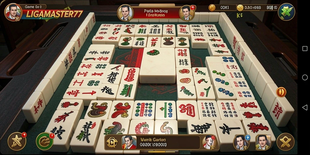 Tampilan gameplay menarik dalam LIGAMASTER77 menunjukkan strategi Mahjong yang seru.