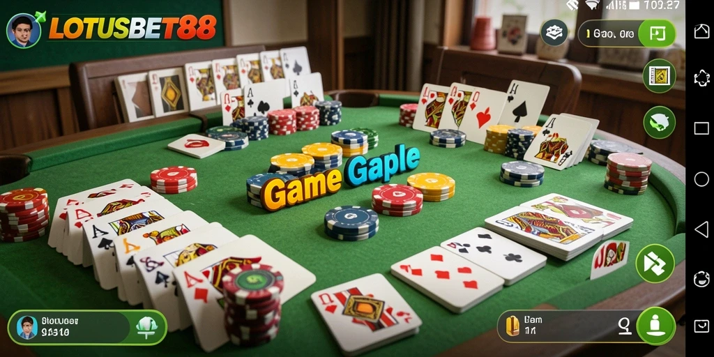 Screenshot LOTUSBET88 menampilkan gameplay Gaple yang menarik dan interaktif.