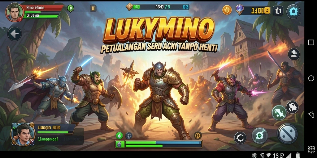 Tampilan gameplay seru LUKYMINO yang penuh aksi.
