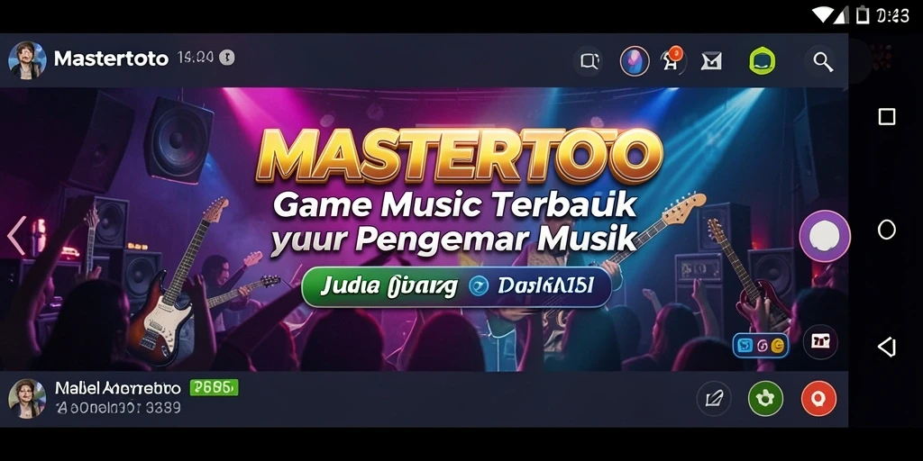 Tampilan layar utama MASTERTOTO dengan berbagai pilihan lagu dan tantangan.