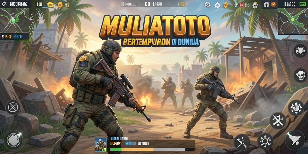 Tampilan gameplay seru dari MULIATOTO dengan aksi pertempuran yang intens.