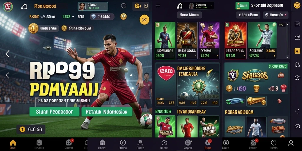 Screenshot RP99 menampilkan antarmuka sportsbook yang menarik dan interaktif.